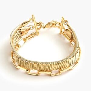 J.Crew Mesh Triple Chain Bracelet, Gold